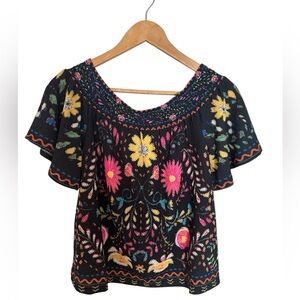 FLYING TOMATO Floral Fiesta Festival women’s top on or off the shoulder Size M